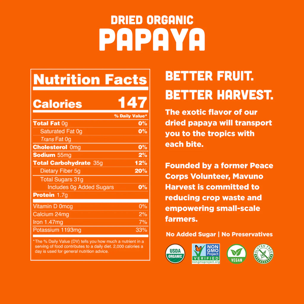Organic Dried Papaya Navuno Harvest